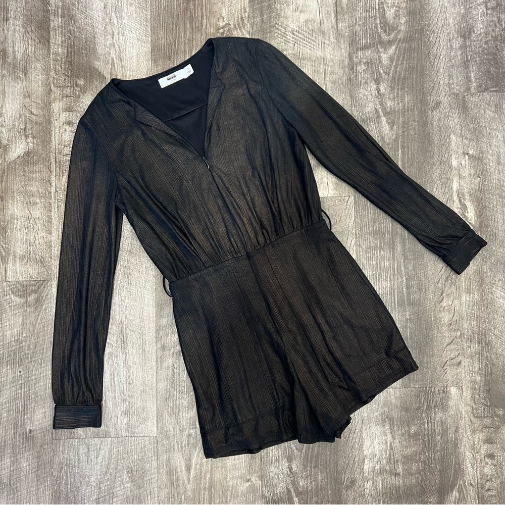 Ali & Jay Black Gold Undertone Zipper Front Long Sleeve Romper